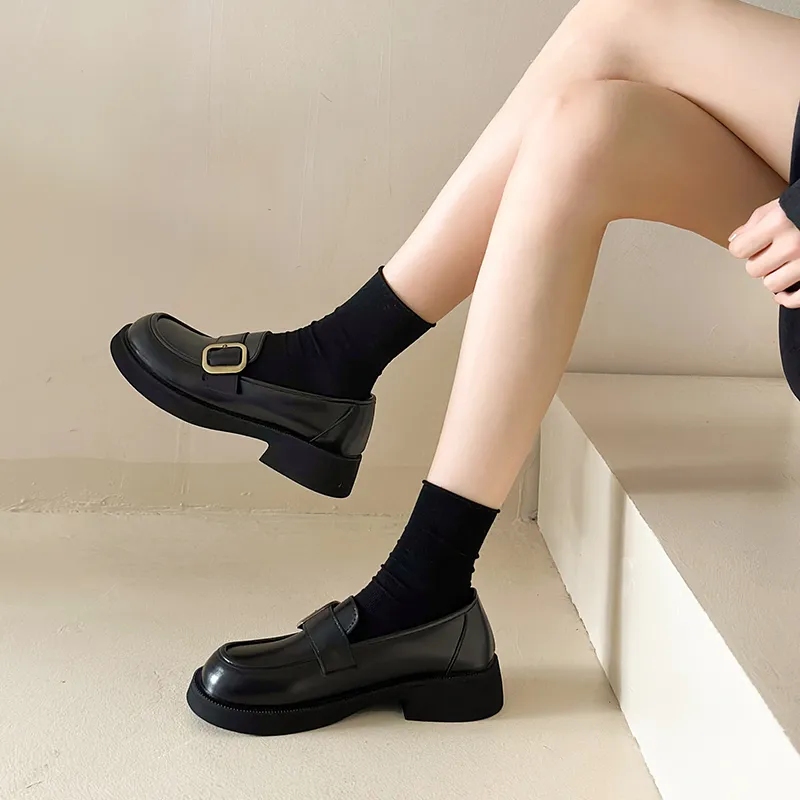SHUXI Loafers Women's Black Glossy/Black Matte-13