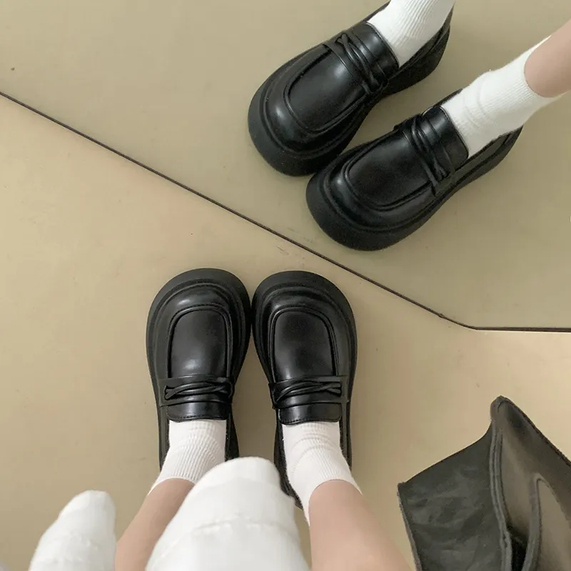 SHUXI Loafers Women's Black Glossy/Brown/Black-18
