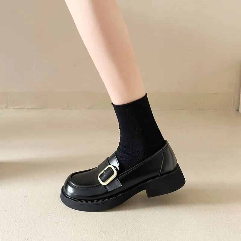 SHUXI Loafers Women's Black Glossy/Black Matte-11