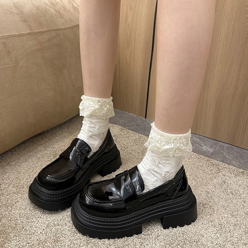 SHUXI Loafers Women's Black Glossy/Black Matte-4