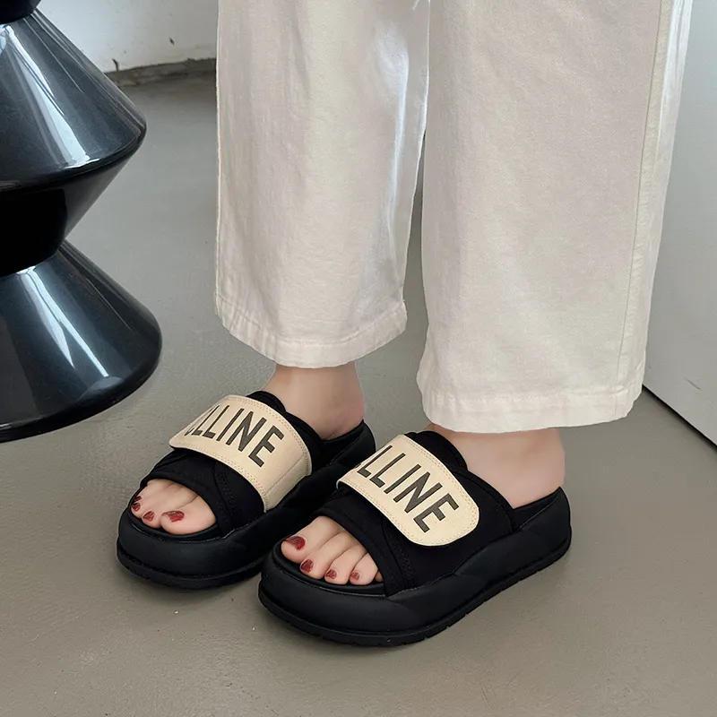 SHUXI Stitching Slip Resistant Slide Slippers Women's Black-5