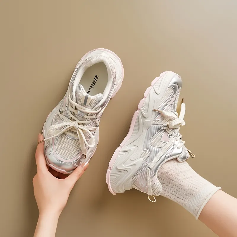 ZHR Whale Shoes Breathable Low Top Chunky Sneakers Women's-7