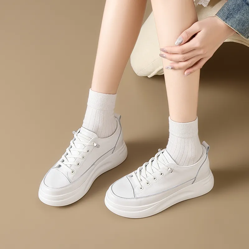 ZHR Youth White Sneakers Wear resistant And Lightweight Low Top Skateboard Shoes Women's-4