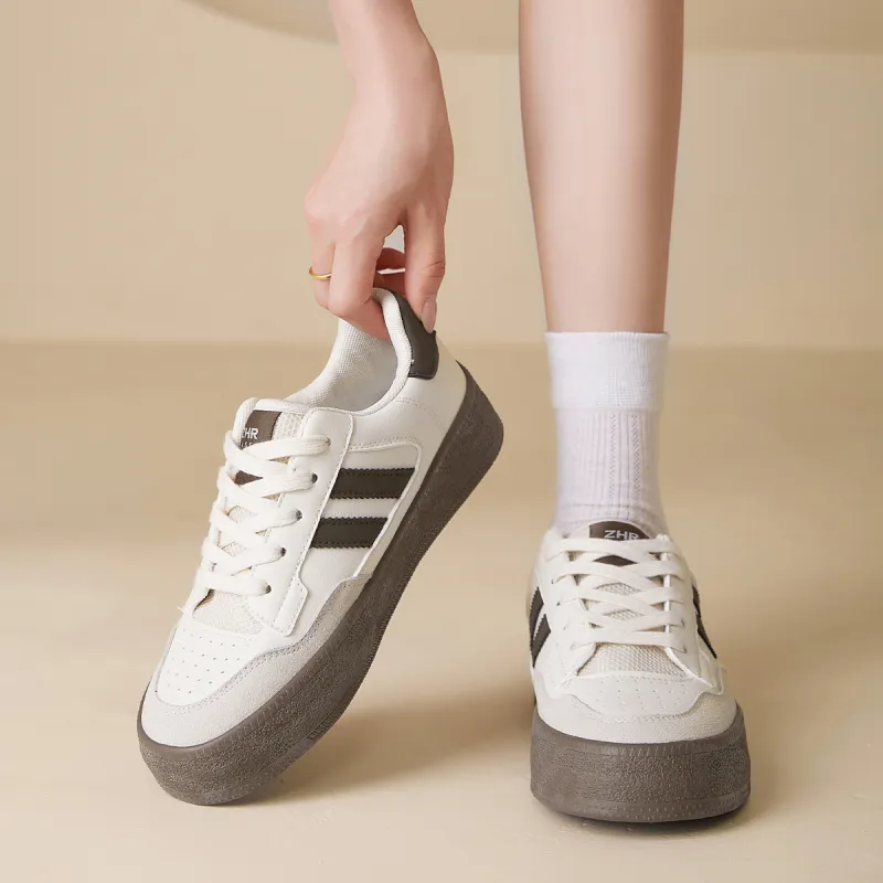 ZHR Classic Vintage T-Head White Sneakers Slip-Resistant Cushioning Low-Top Skateboard Shoes Women's-2