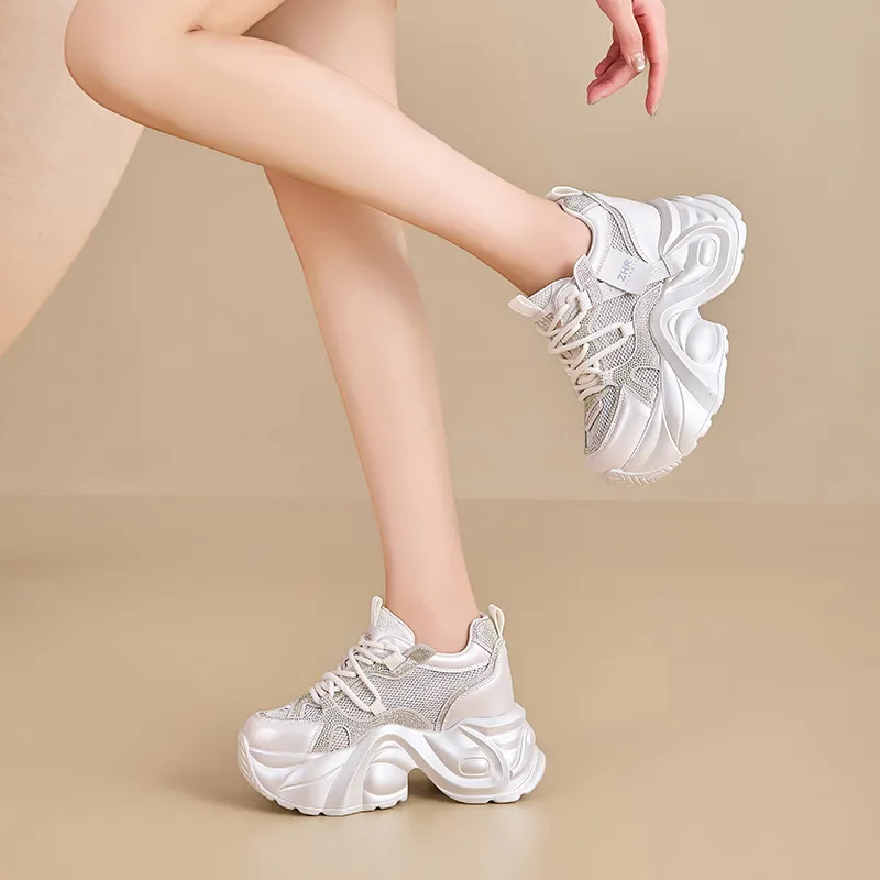 ZHR Baby's Breath Abrasion Resistant Coverage Height Increase Low Top Chunky Sneakers Women's-2