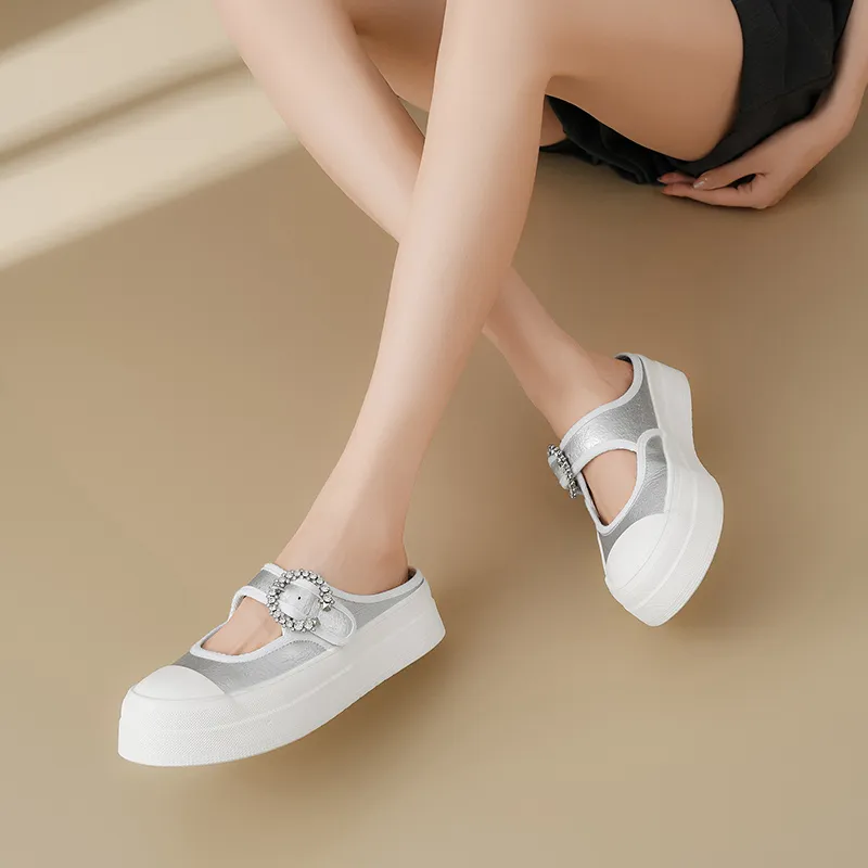 ZHR Closed Toe Slippers Women's Silver-2