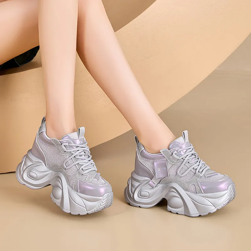 ZHR Baby's Breath Abrasion Resistant Coverage Height Increase Low Top Chunky Sneakers Women's-9