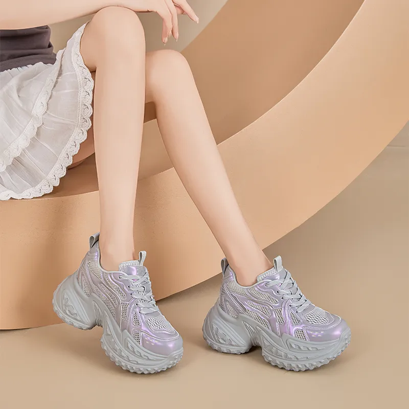 ZHR Baby's Breath Cushioning Abrasion Resistant Coverage Height Increasing Low Top Chunky Sneakers Women's-12