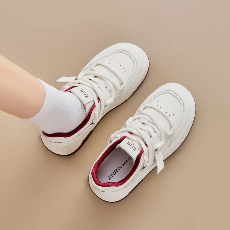 ZHR Wear resistant And Lightweight Low Top Skateboard Shoes Women's Beige-9