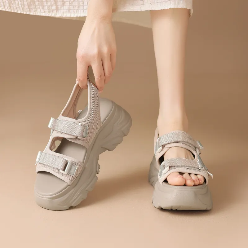 ZHR Beach Sandals Women's Beige, Gray Pink-9