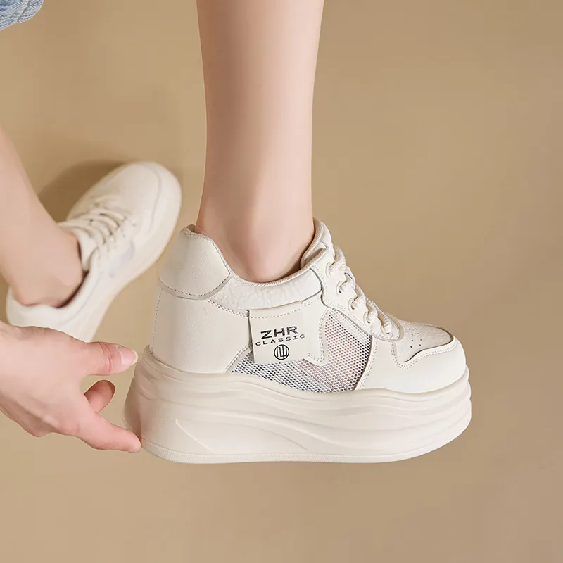 ZHR Platform Mesh White Sneakers Anti Slip Wear Resistant Low Top Skateboard Shoes Women's-5