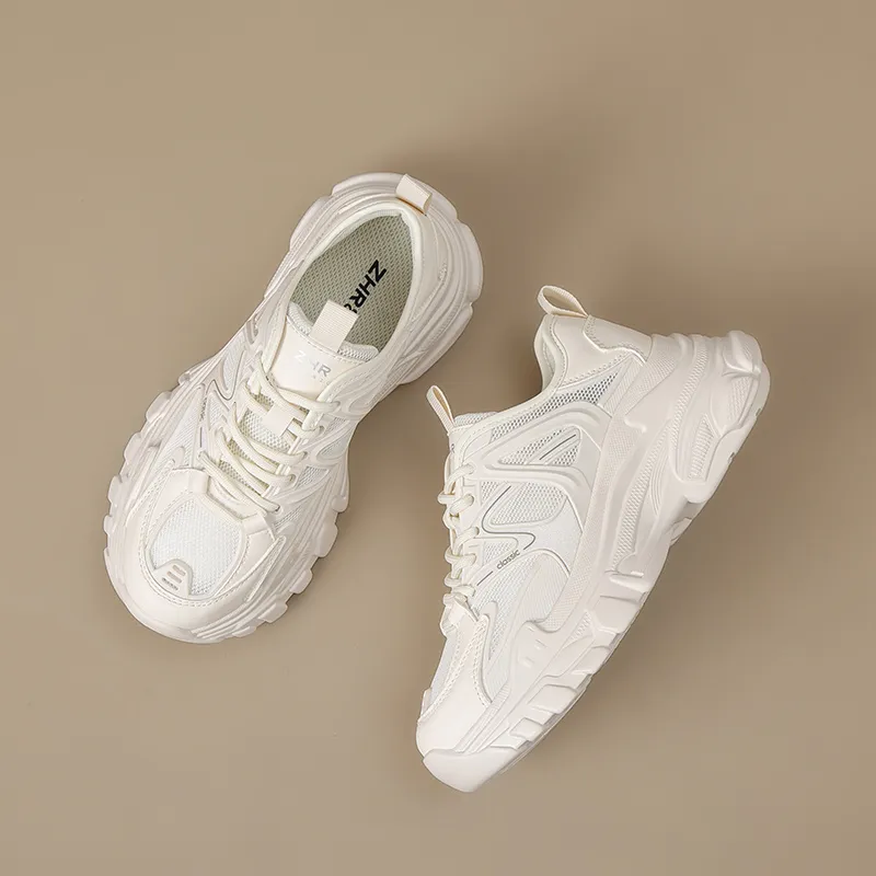 ZHR Wheat Cushioning, Wear Resistant Low Top Chunky Sneakers Women's Beige-4
