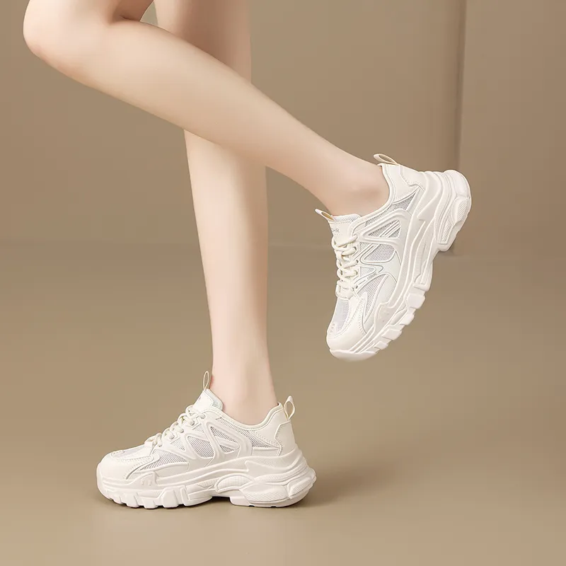 ZHR Wheat Cushioning, Wear Resistant Low Top Chunky Sneakers Women's Beige-3
