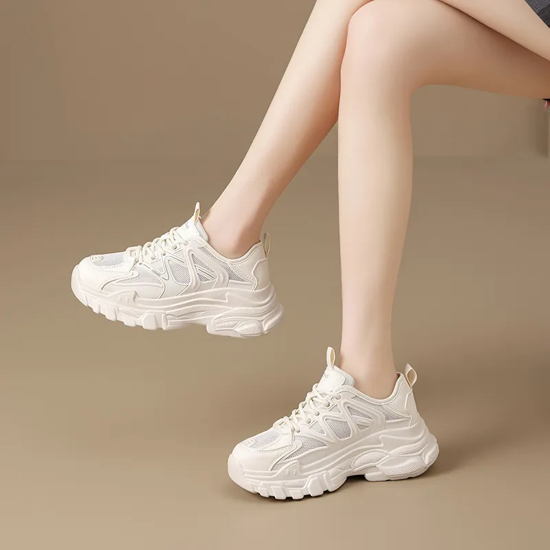ZHR Wheat Cushioning, Wear Resistant Low Top Chunky Sneakers Women's Beige-2