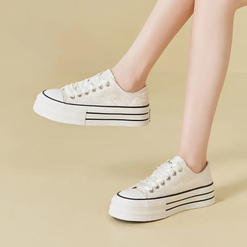 ZHR Height Increasing Low Top Canvas Shoes Women's-4