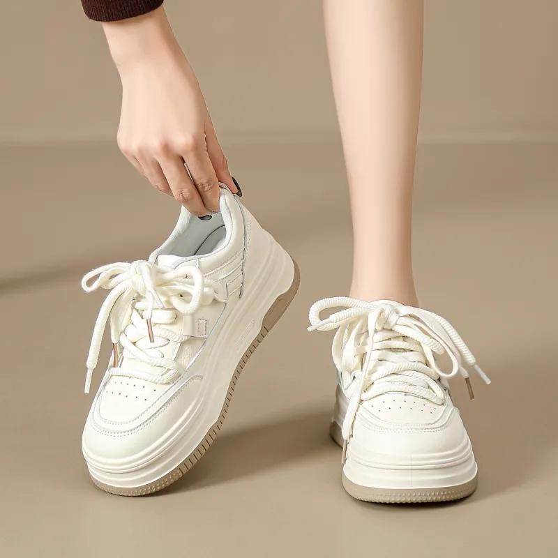 ZHR Wear resistant And Lightweight Low Top Skateboard Shoes Women's Beige-2