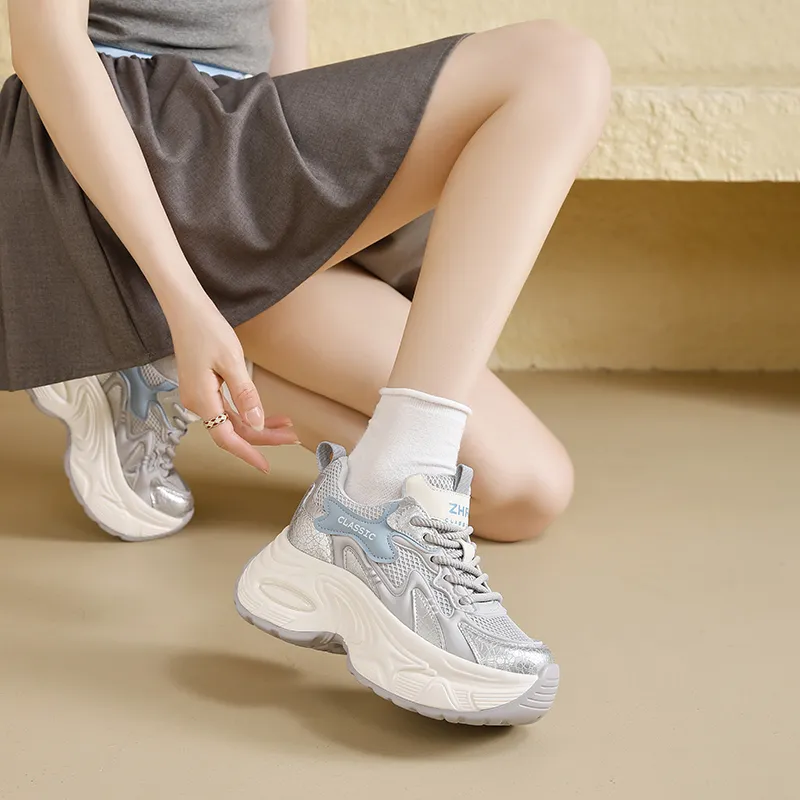 ZHR Whale Shoes Cushioning Abrasion Resistant Breathable Coverage Low Top Chunky Sneakers Women's-2