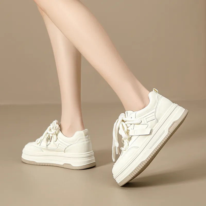 ZHR Wear resistant And Lightweight Low Top Skateboard Shoes Women's Beige-4