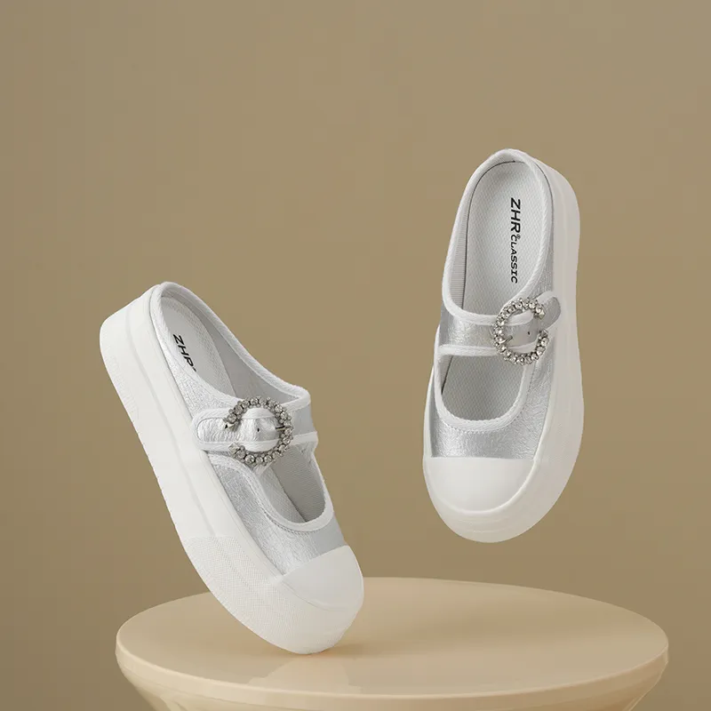 ZHR Closed Toe Slippers Women's Silver-3