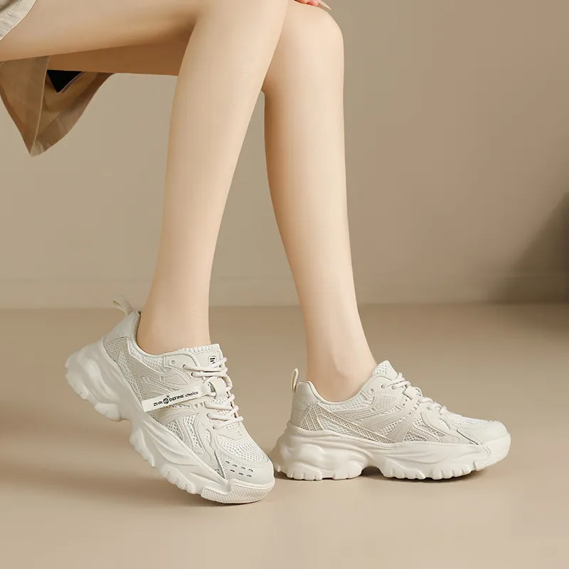 ZHR Wheat Abrasion Resistant Breathable Low Top Chunky Sneakers Women's-2
