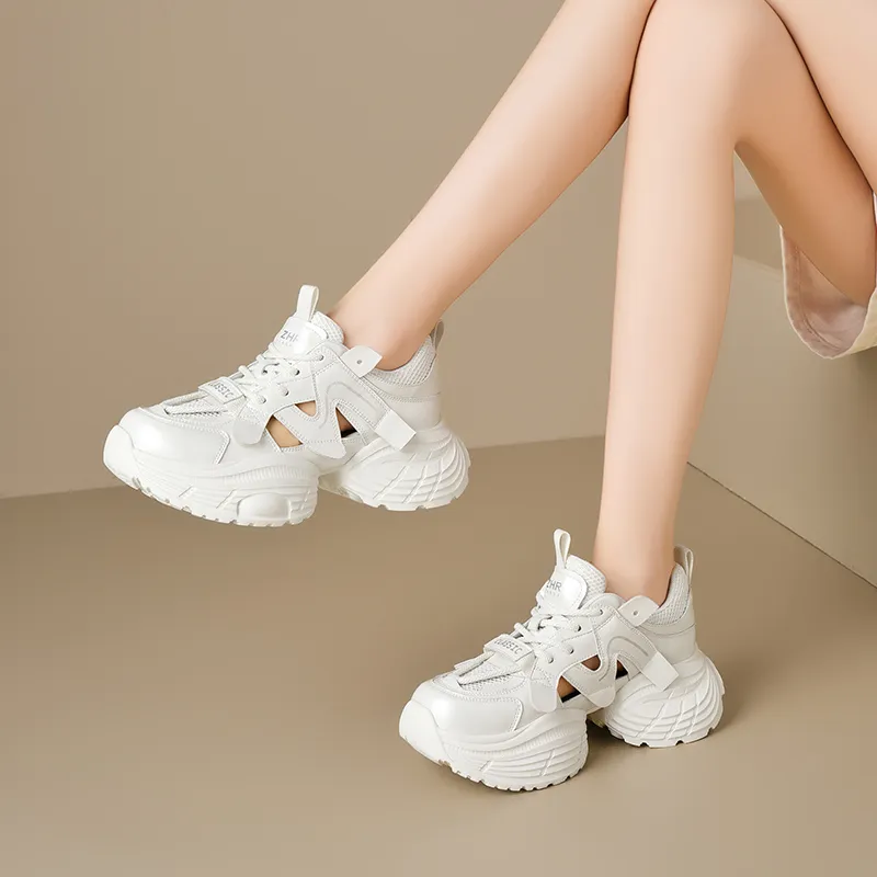 ZHR Small Round Pendant Abrasion Resistant Breathable Low Top Chunky Sneakers Women's-2