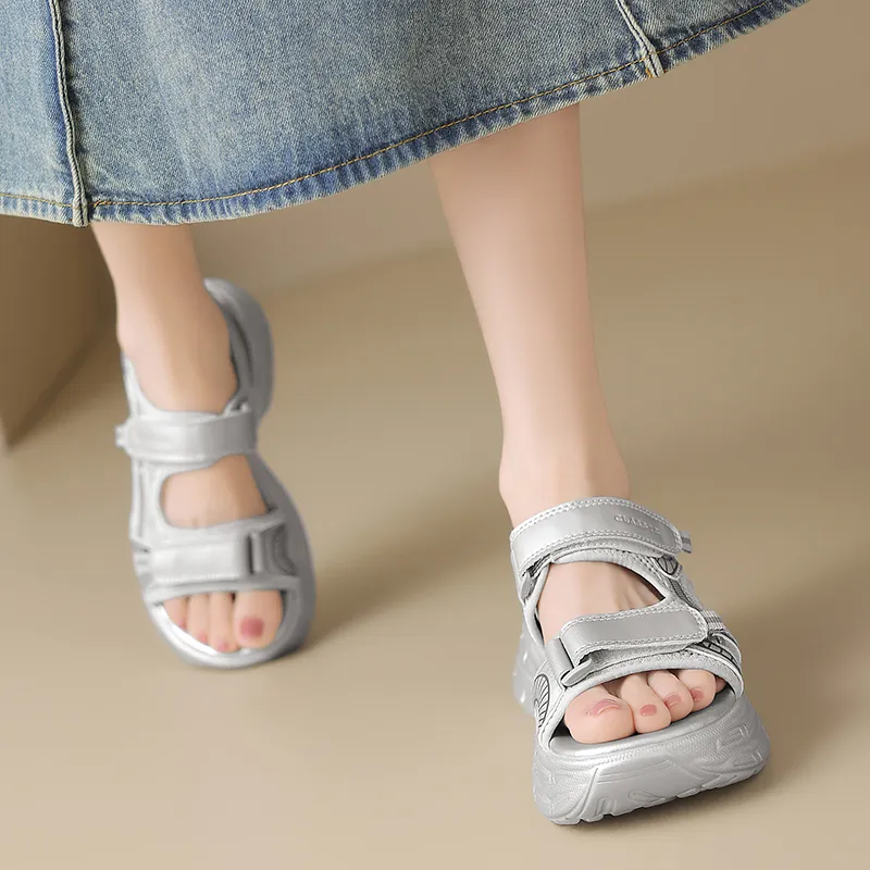 ZHR Beach Sandals Women's Beige, Silver, Black-4