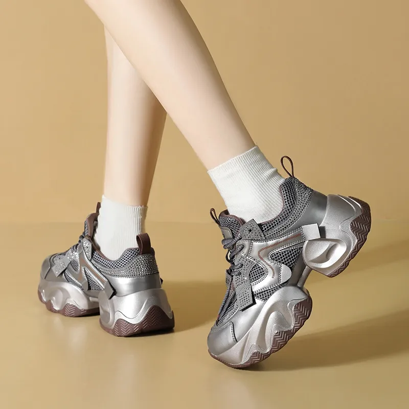 ZHR Sparkling Galaxy Wear-resistant And Lightweight Low-Top Chunky Sneakers Women's-4