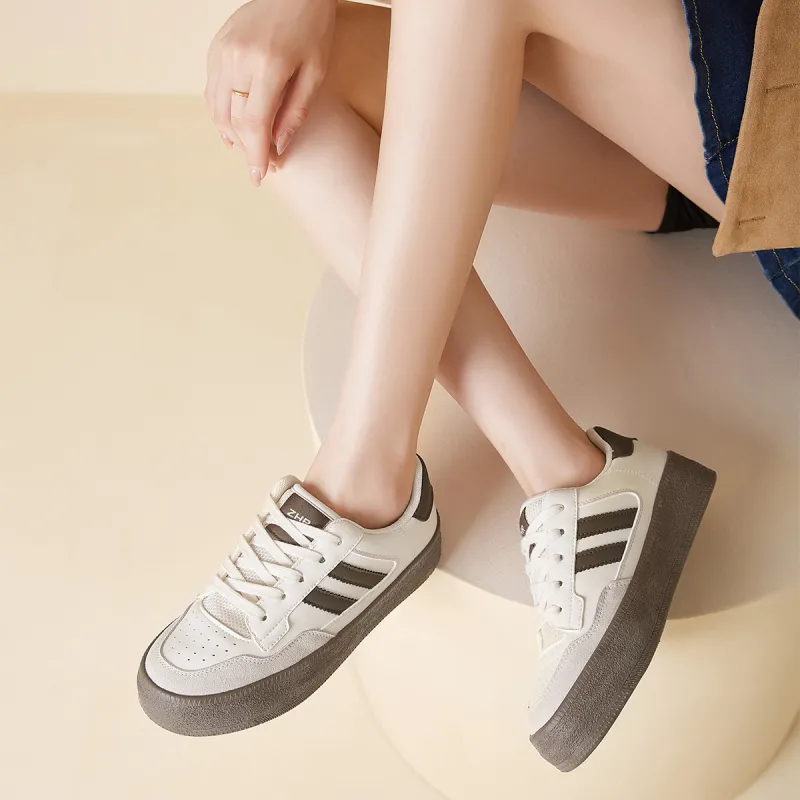 ZHR Classic Vintage T-Head White Sneakers Slip-Resistant Cushioning Low-Top Skateboard Shoes Women's-5
