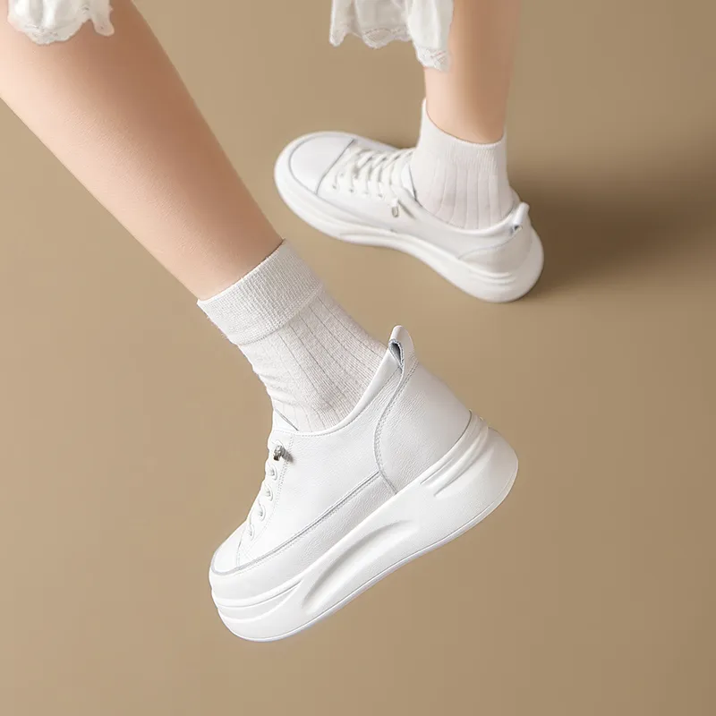 ZHR Youth White Sneakers Wear resistant And Lightweight Low Top Skateboard Shoes Women's-5