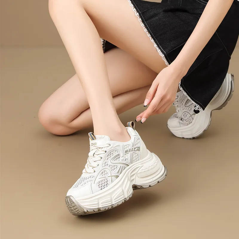 ZHR Whale Shoes Abrasion Resistant Breathable Low Top Chunky Sneakers Women's-7