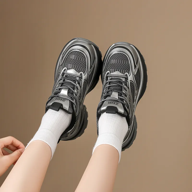 ZHR Cushioning, Abrasion Resistant, Height Increasing Low Top Chunky Sneakers Women's-4