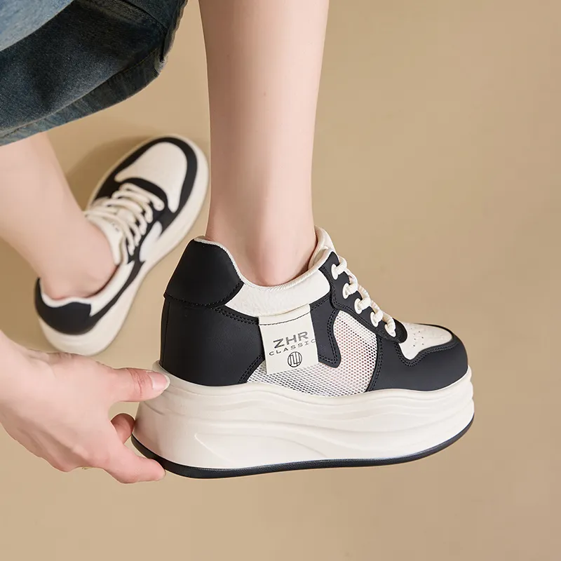 ZHR Platform Mesh White Sneakers Anti Slip Wear Resistant Low Top Skateboard Shoes Women's-11