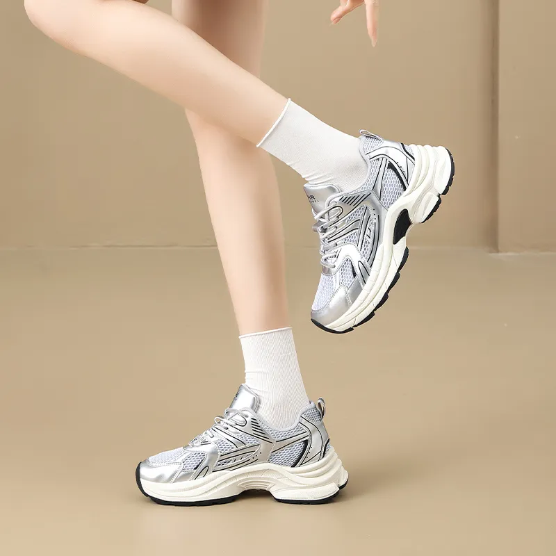 ZHR Version 2.0 Wear resistant And Lightweight Low Top Chunky Sneakers Women's Silver-2
