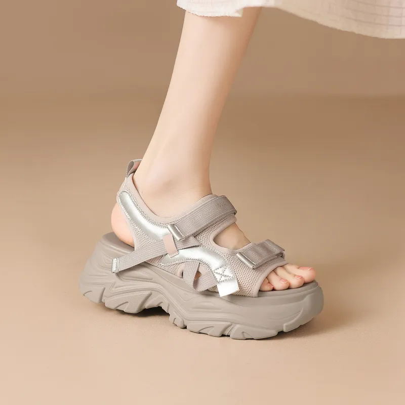 ZHR Beach Sandals Women's Beige, Gray Pink-10