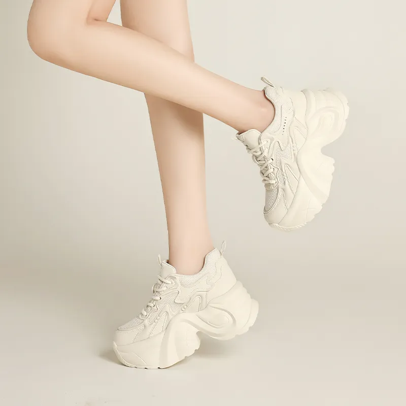 ZHR Date Rice Cakes Abrasion Resistant Breathable Low Top Chunky Sneakers Women's-3