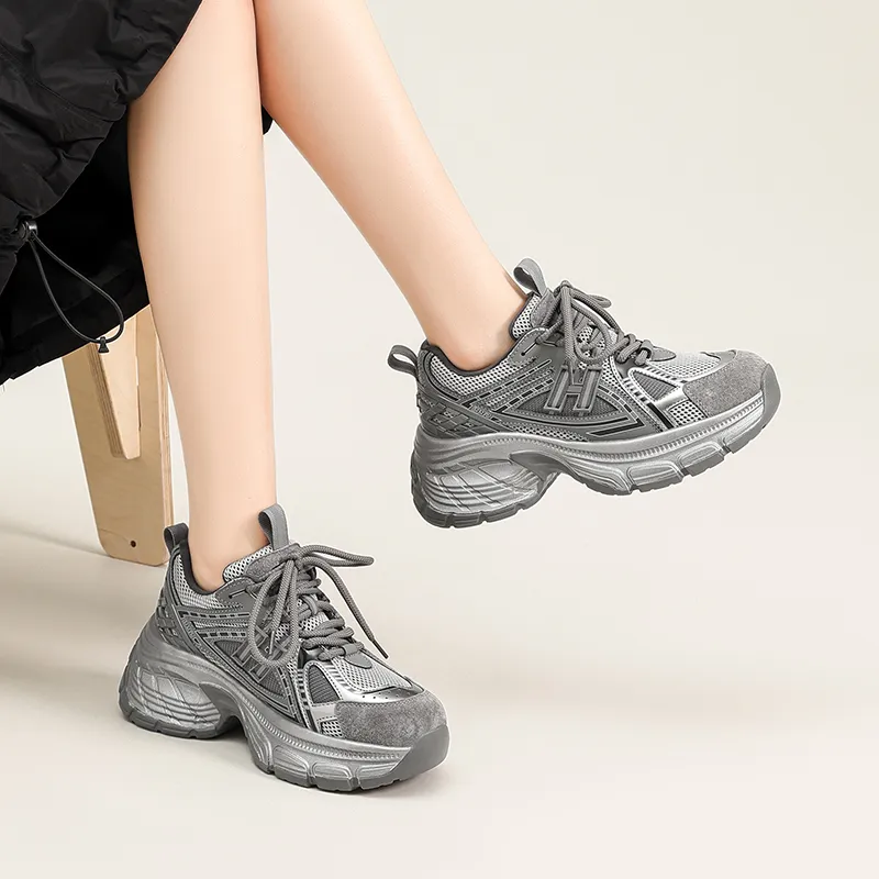 ZHR Height Increasing Shoes Wear-resistant And Lightweight Low-Top Chunky Sneakers Women's-5