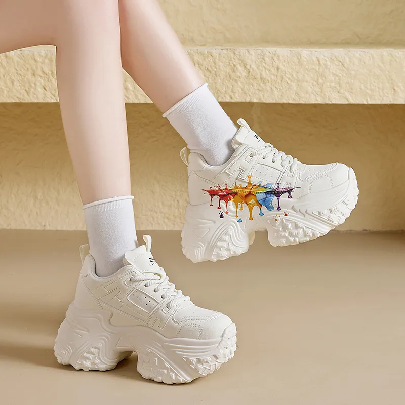 ZHR Little White Bear Wear resistant And Lightweight Low Top Chunky Sneakers Women's Beige-1