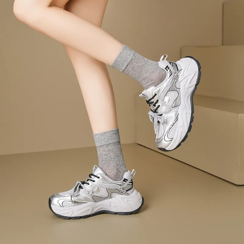 ZHR Whale Shoes Breathable Low Top Chunky Sneakers Women's-4