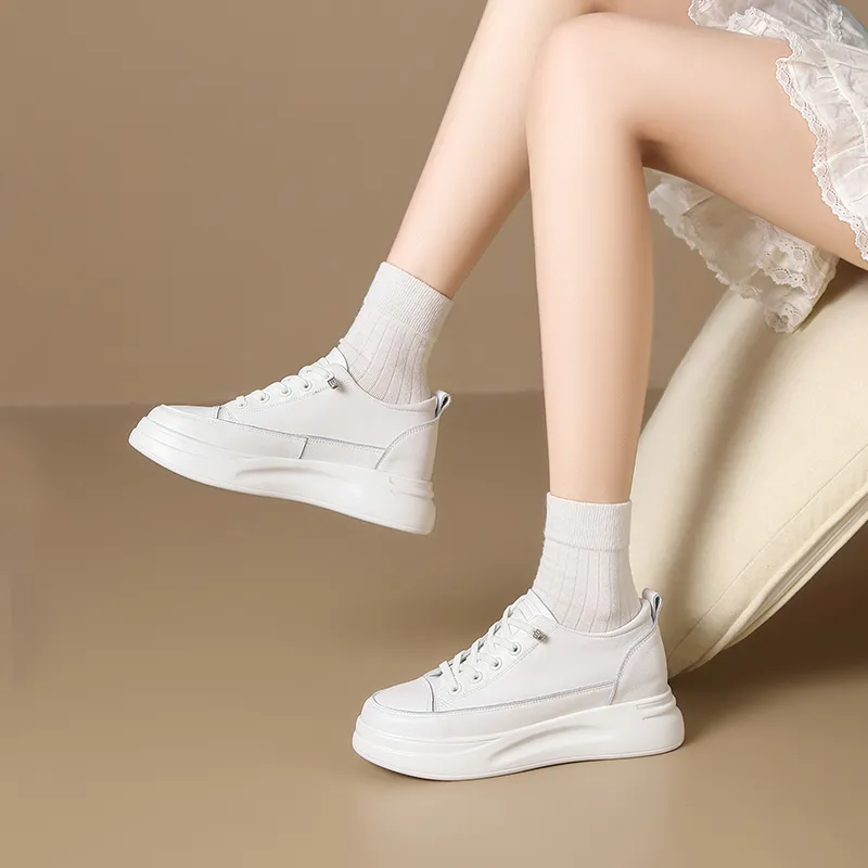 ZHR Youth White Sneakers Wear resistant And Lightweight Low Top Skateboard Shoes Women's-3