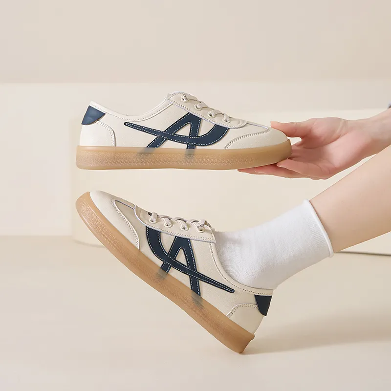 ZHR Flat White Sneakers Wear resistant And Lightweight Low Top Skateboard Shoes Women's-9