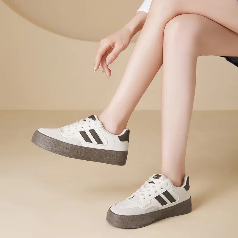 ZHR Classic Vintage T-Head White Sneakers Slip-Resistant Cushioning Low-Top Skateboard Shoes Women's-6