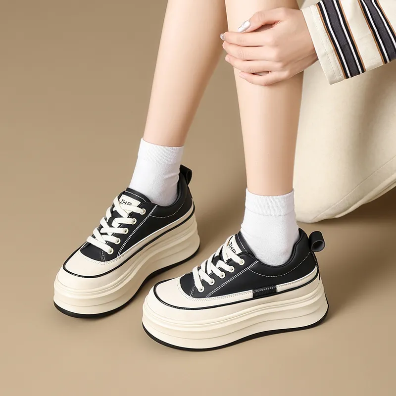 ZHR Skateboard Shoes Women's Low Top Beige, Beige Black-10