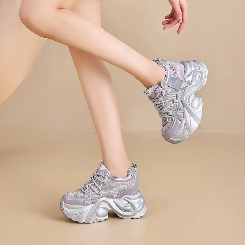 ZHR Baby's Breath Abrasion Resistant Coverage Height Increase Low Top Chunky Sneakers Women's-8