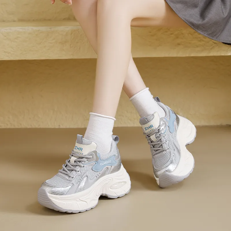 ZHR Whale Shoes Cushioning Abrasion Resistant Breathable Coverage Low Top Chunky Sneakers Women's-3