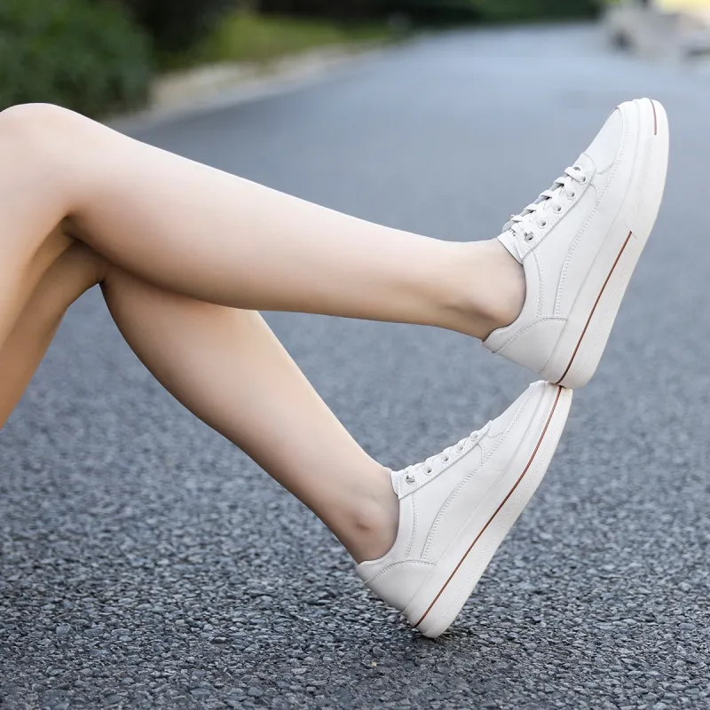 ZHR Flat White Shoes Wear-resistant And Lightweight Low-Top Skateboard Shoes Women's-2