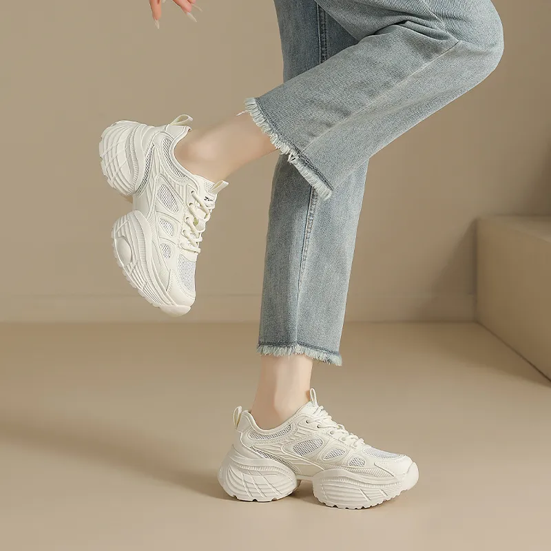 ZHR Small Round Pendant Cushioning, Wear Resistant Low Top Chunky Sneakers Women's-4