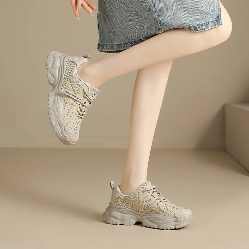 ZHR Wheat Abrasion Resistant Breathable Low Top Chunky Sneakers Women's-7