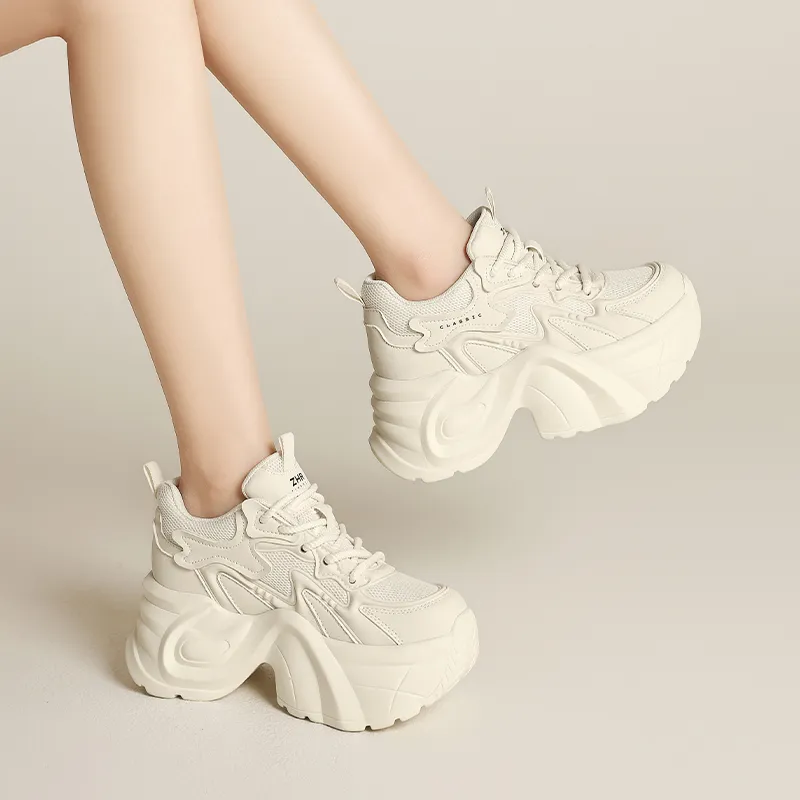 ZHR Date Rice Cakes Abrasion Resistant Breathable Low Top Chunky Sneakers Women's-4
