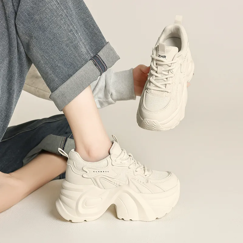ZHR Date Rice Cakes Abrasion Resistant Breathable Low Top Chunky Sneakers Women's-2