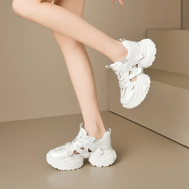ZHR Small Round Pendant Abrasion Resistant Breathable Low Top Chunky Sneakers Women's-3